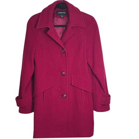 London Fog Wool Blend Chic City Pea Coat S M Dressy Cozy Classic Winter Career - Picture 1 of 12